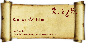 Kassa Áhim névjegykártya